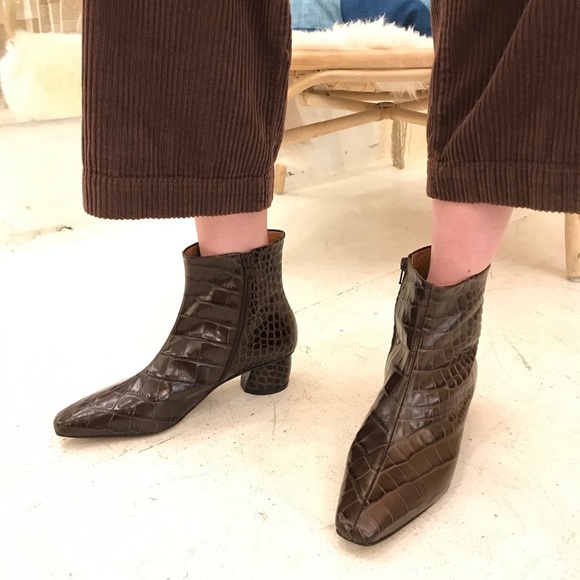 LOQ Matea Brown Leather Ankle Boots Size 37 - Picture 1 of 10